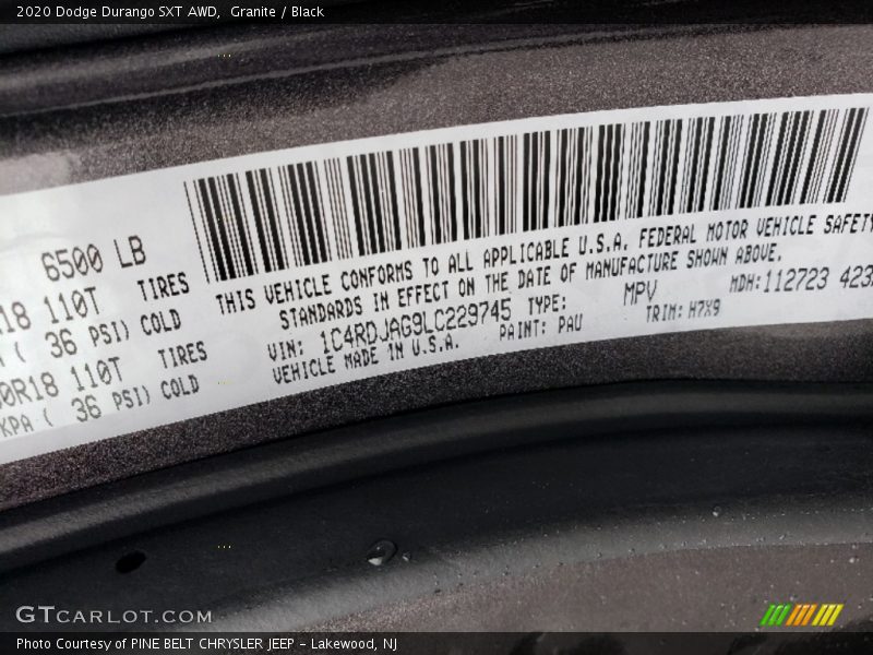 Granite / Black 2020 Dodge Durango SXT AWD