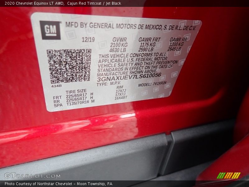 Cajun Red Tintcoat / Jet Black 2020 Chevrolet Equinox LT AWD
