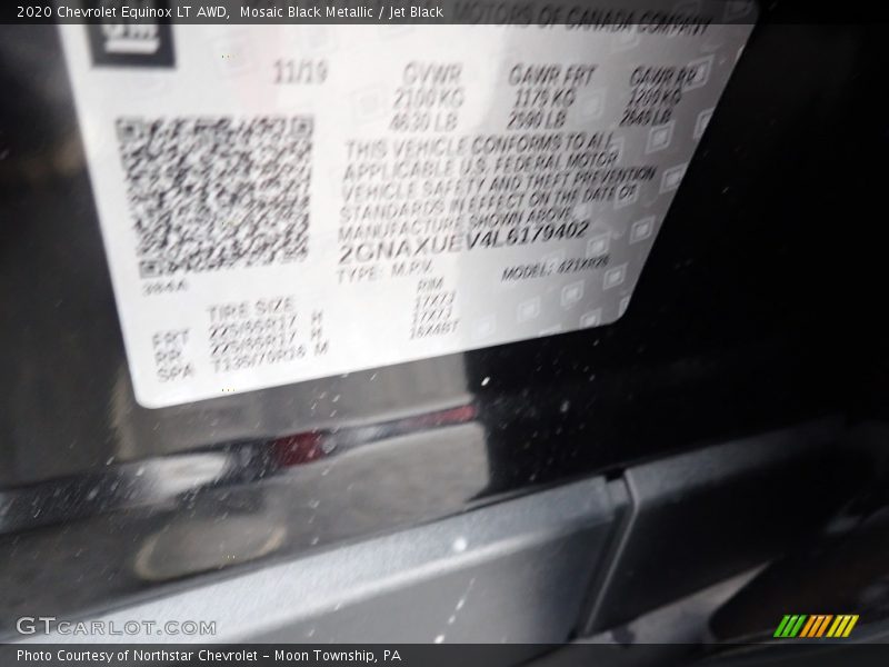 Mosaic Black Metallic / Jet Black 2020 Chevrolet Equinox LT AWD