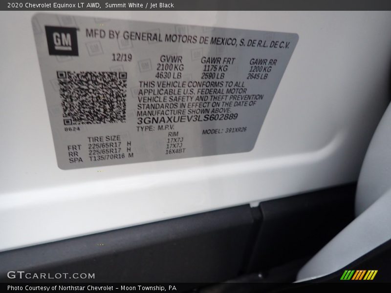 Summit White / Jet Black 2020 Chevrolet Equinox LT AWD