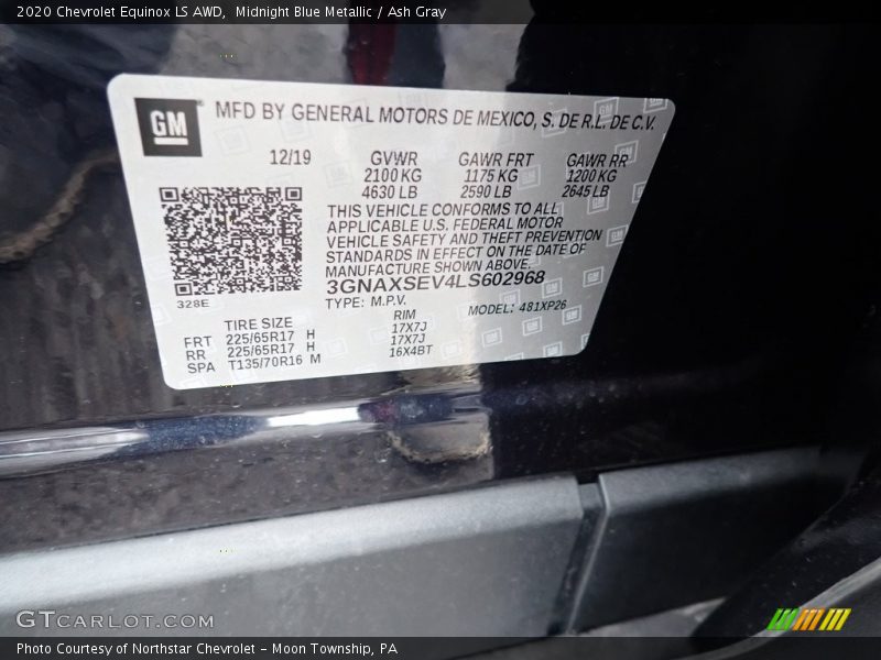 Midnight Blue Metallic / Ash Gray 2020 Chevrolet Equinox LS AWD