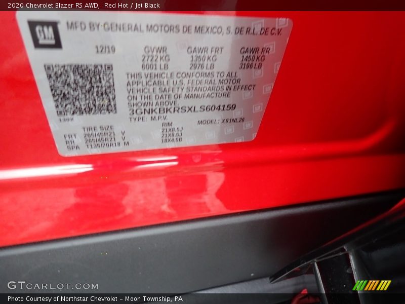 Red Hot / Jet Black 2020 Chevrolet Blazer RS AWD