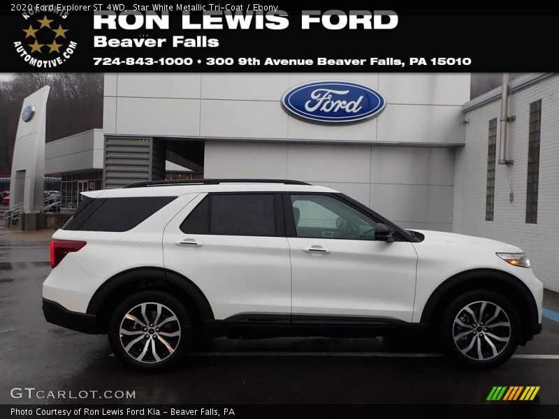 Star White Metallic Tri-Coat / Ebony 2020 Ford Explorer ST 4WD