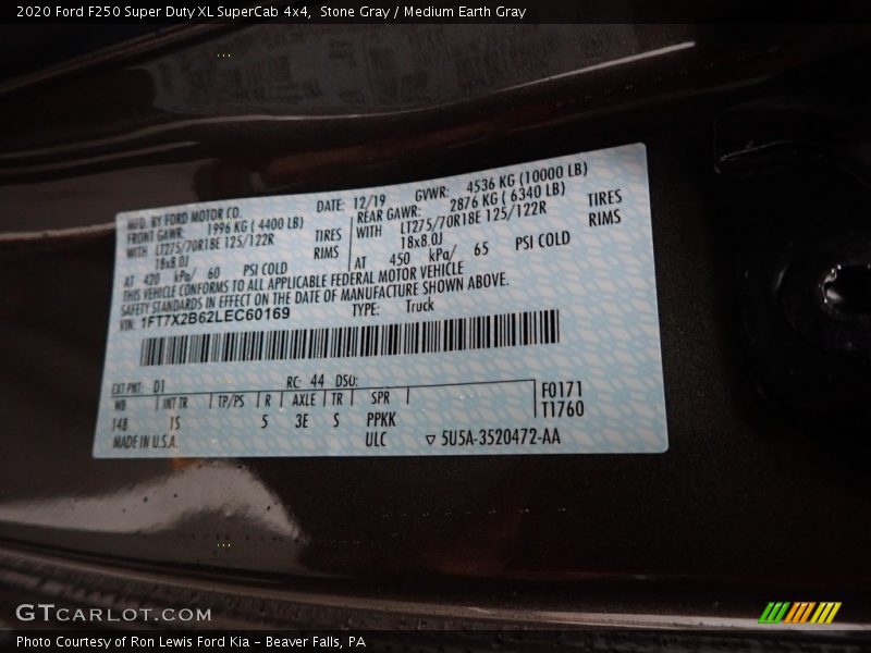 Stone Gray / Medium Earth Gray 2020 Ford F250 Super Duty XL SuperCab 4x4