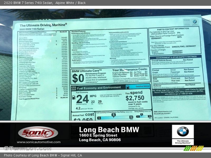 Alpine White / Black 2020 BMW 7 Series 740i Sedan