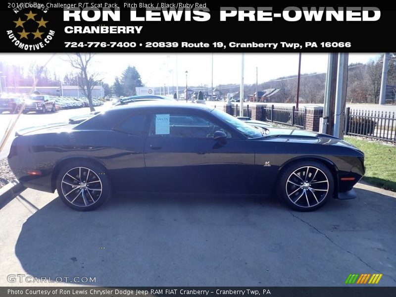 Pitch Black / Black/Ruby Red 2016 Dodge Challenger R/T Scat Pack