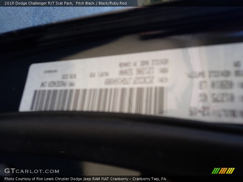 Pitch Black / Black/Ruby Red 2016 Dodge Challenger R/T Scat Pack