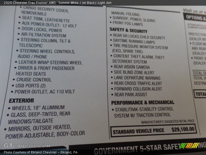 Summit White / Jet Black/­Light Ash 2020 Chevrolet Trax Premier AWD
