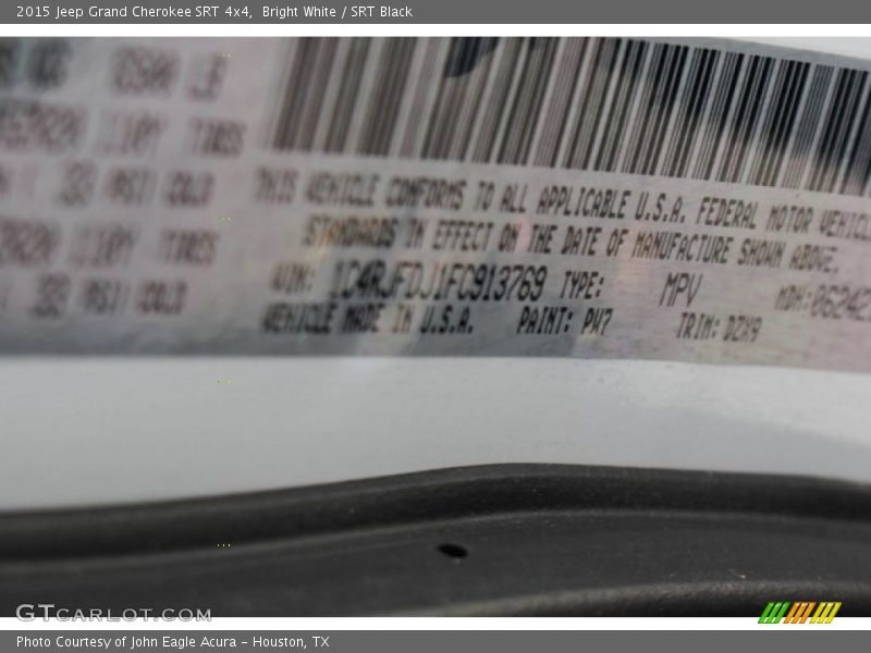 Bright White / SRT Black 2015 Jeep Grand Cherokee SRT 4x4