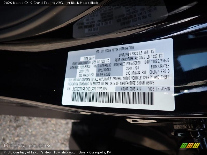 Jet Black Mica / Black 2020 Mazda CX-9 Grand Touring AWD