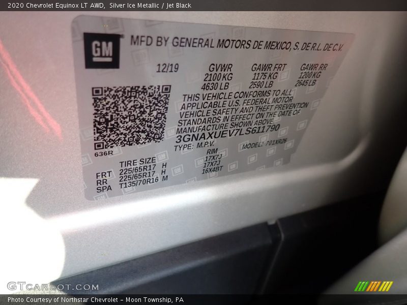 Silver Ice Metallic / Jet Black 2020 Chevrolet Equinox LT AWD