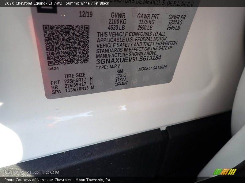 Summit White / Jet Black 2020 Chevrolet Equinox LT AWD
