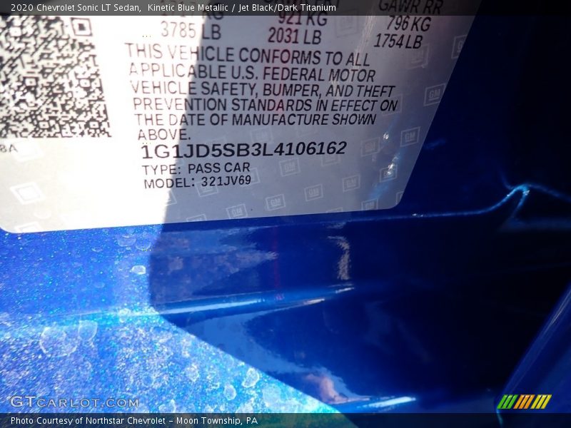 Kinetic Blue Metallic / Jet Black/Dark Titanium 2020 Chevrolet Sonic LT Sedan