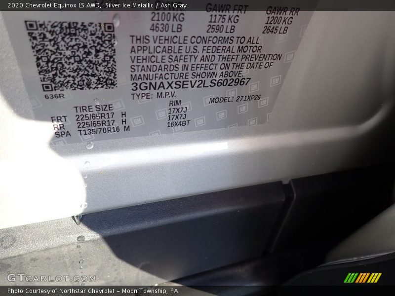 Silver Ice Metallic / Ash Gray 2020 Chevrolet Equinox LS AWD
