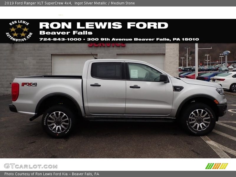 Ingot Silver Metallic / Medium Stone 2019 Ford Ranger XLT SuperCrew 4x4