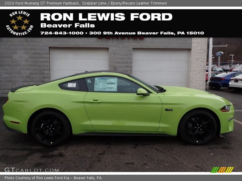 Grabber Lime / Ebony/Recaro Leather Trimmed 2020 Ford Mustang GT Premium Fastback