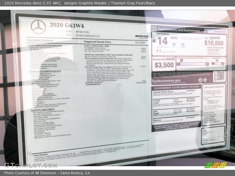 designo Graphite Metallic / Titanium Gray Pearl/Black 2020 Mercedes-Benz G 63 AMG