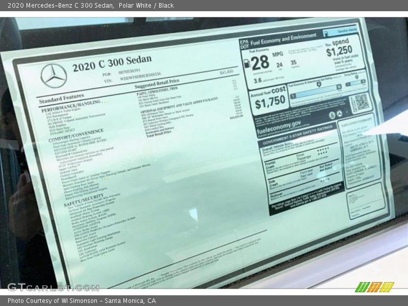 Polar White / Black 2020 Mercedes-Benz C 300 Sedan