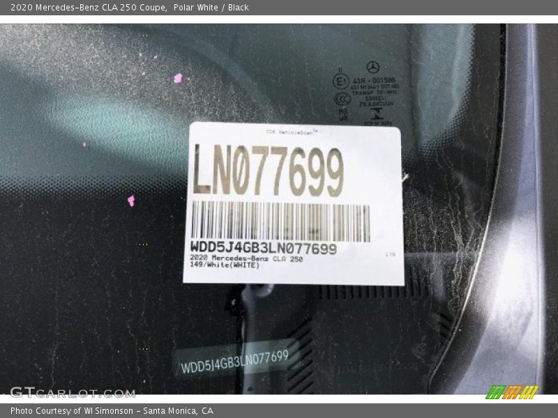 Polar White / Black 2020 Mercedes-Benz CLA 250 Coupe