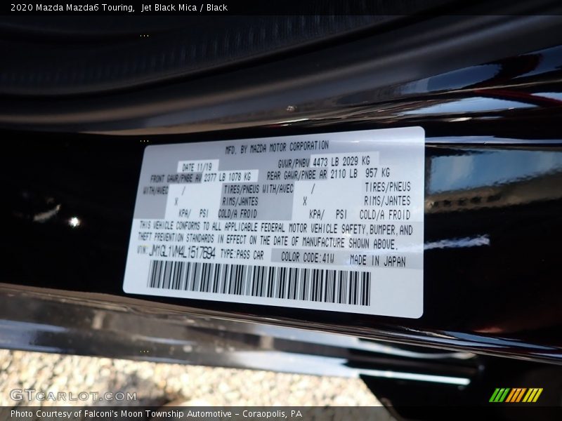 Jet Black Mica / Black 2020 Mazda Mazda6 Touring