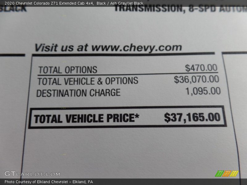 Black / Ash Gray/Jet Black 2020 Chevrolet Colorado Z71 Extended Cab 4x4