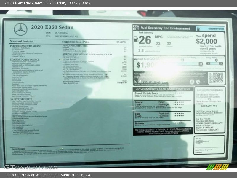 Black / Black 2020 Mercedes-Benz E 350 Sedan