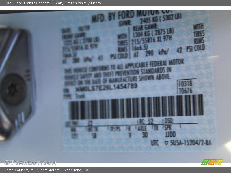 Frozen White / Ebony 2020 Ford Transit Connect XL Van