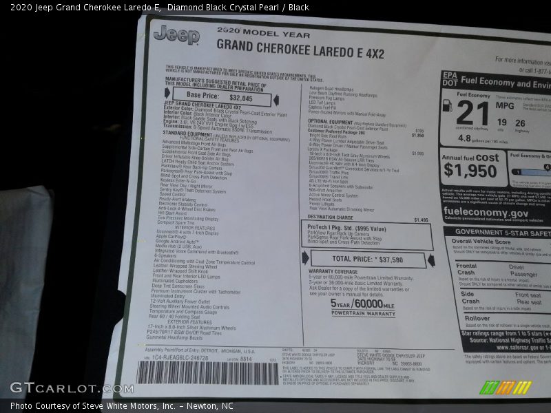  2020 Grand Cherokee Laredo E Window Sticker