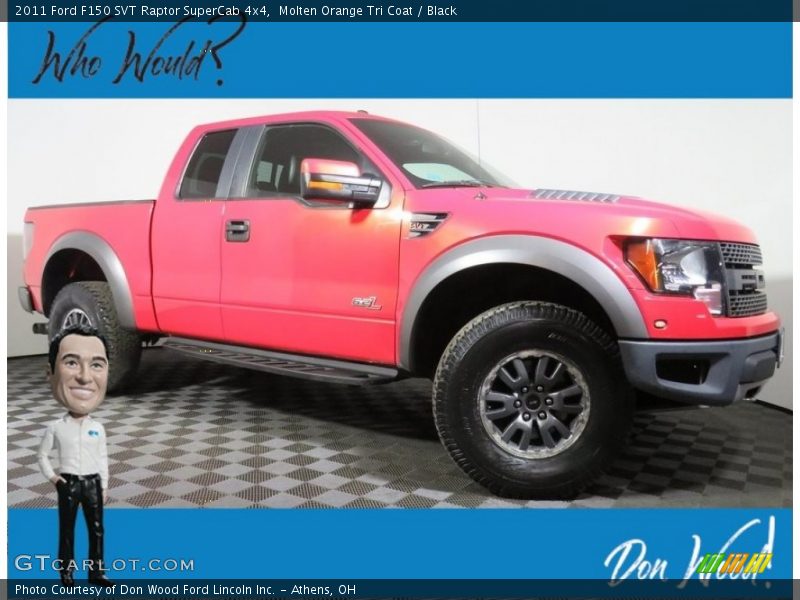 Molten Orange Tri Coat / Black 2011 Ford F150 SVT Raptor SuperCab 4x4