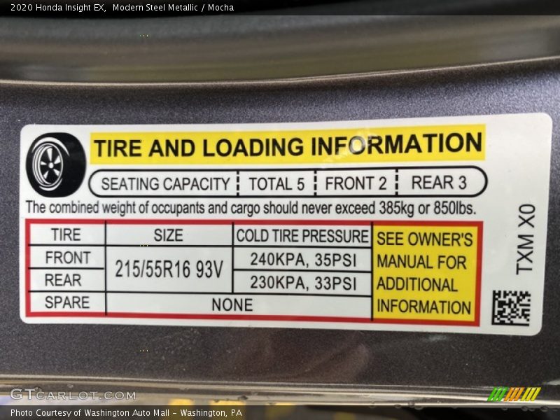 Modern Steel Metallic / Mocha 2020 Honda Insight EX