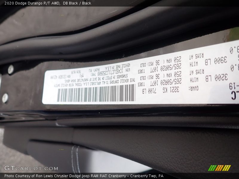DB Black / Black 2020 Dodge Durango R/T AWD