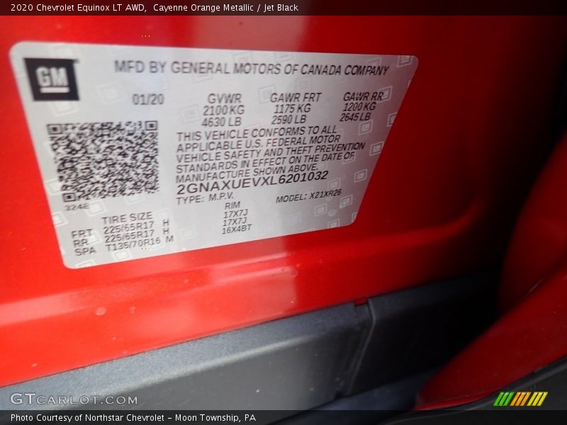 Cayenne Orange Metallic / Jet Black 2020 Chevrolet Equinox LT AWD