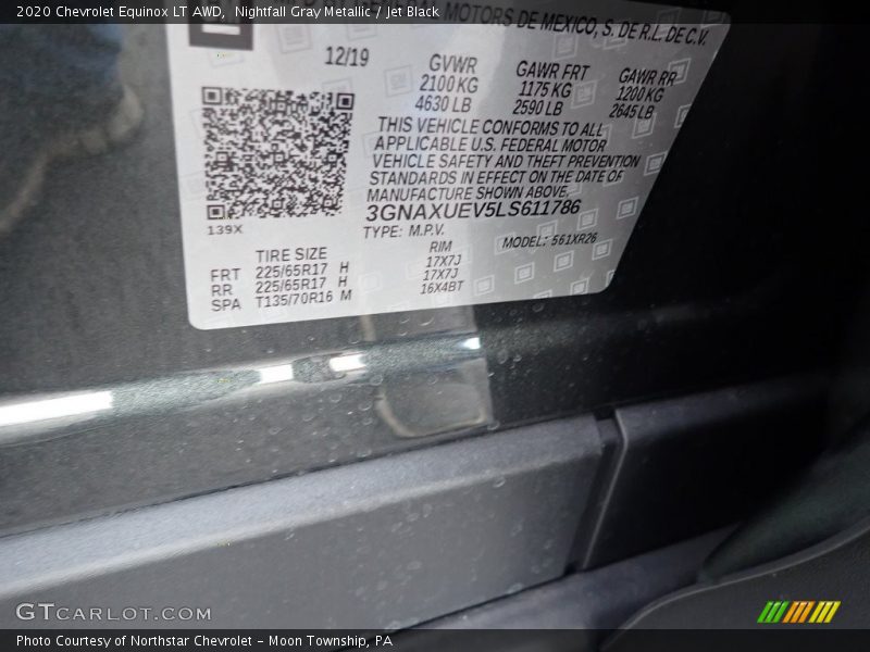 Nightfall Gray Metallic / Jet Black 2020 Chevrolet Equinox LT AWD