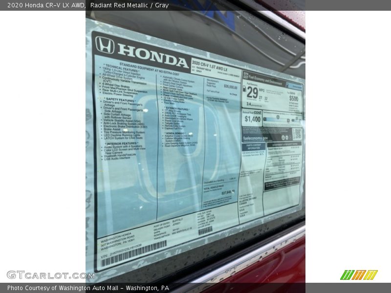 Radiant Red Metallic / Gray 2020 Honda CR-V LX AWD