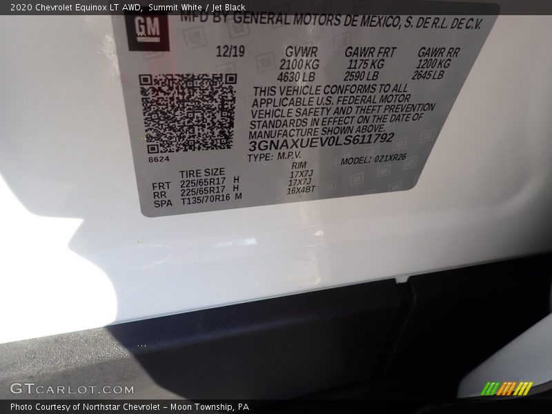 Summit White / Jet Black 2020 Chevrolet Equinox LT AWD