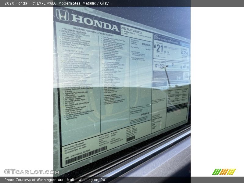 Modern Steel Metallic / Gray 2020 Honda Pilot EX-L AWD