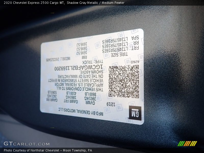 Shadow Gray Metallic / Medium Pewter 2020 Chevrolet Express 2500 Cargo WT