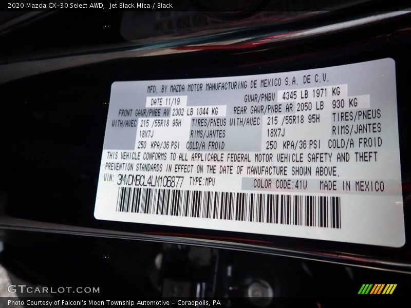 Jet Black Mica / Black 2020 Mazda CX-30 Select AWD