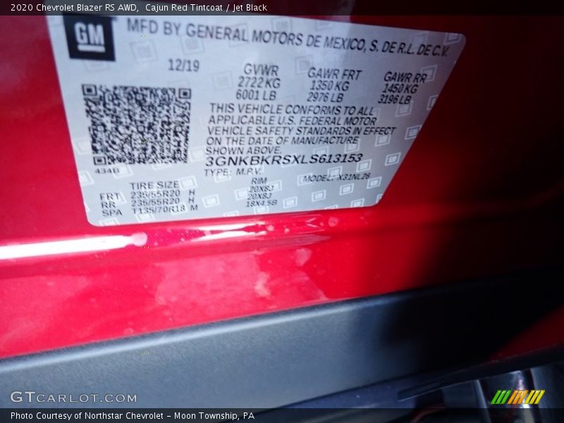Cajun Red Tintcoat / Jet Black 2020 Chevrolet Blazer RS AWD