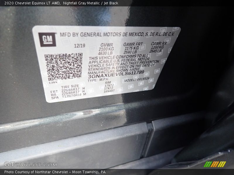 Nightfall Gray Metallic / Jet Black 2020 Chevrolet Equinox LT AWD