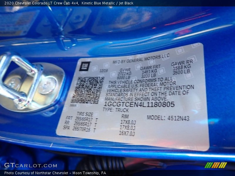 Kinetic Blue Metallic / Jet Black 2020 Chevrolet Colorado LT Crew Cab 4x4