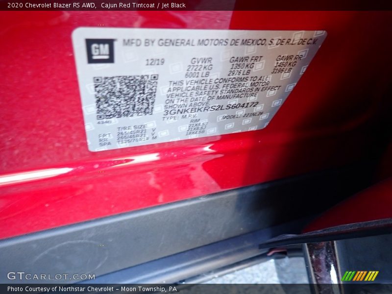 Cajun Red Tintcoat / Jet Black 2020 Chevrolet Blazer RS AWD