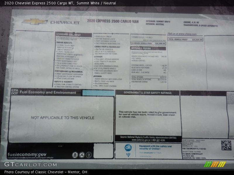 Summit White / Neutral 2020 Chevrolet Express 2500 Cargo WT