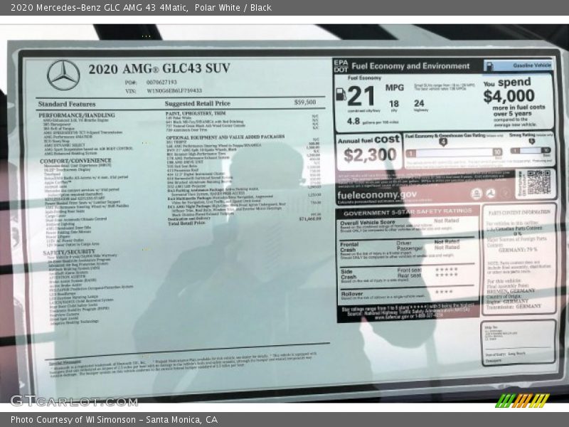 Polar White / Black 2020 Mercedes-Benz GLC AMG 43 4Matic