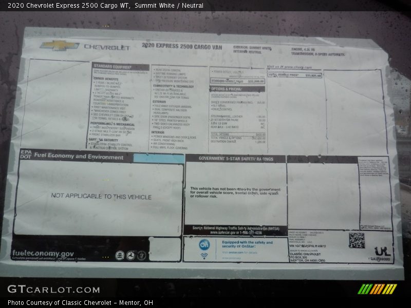 Summit White / Neutral 2020 Chevrolet Express 2500 Cargo WT