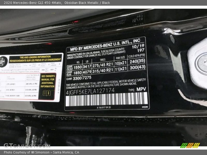 Obsidian Black Metallic / Black 2020 Mercedes-Benz GLS 450 4Matic