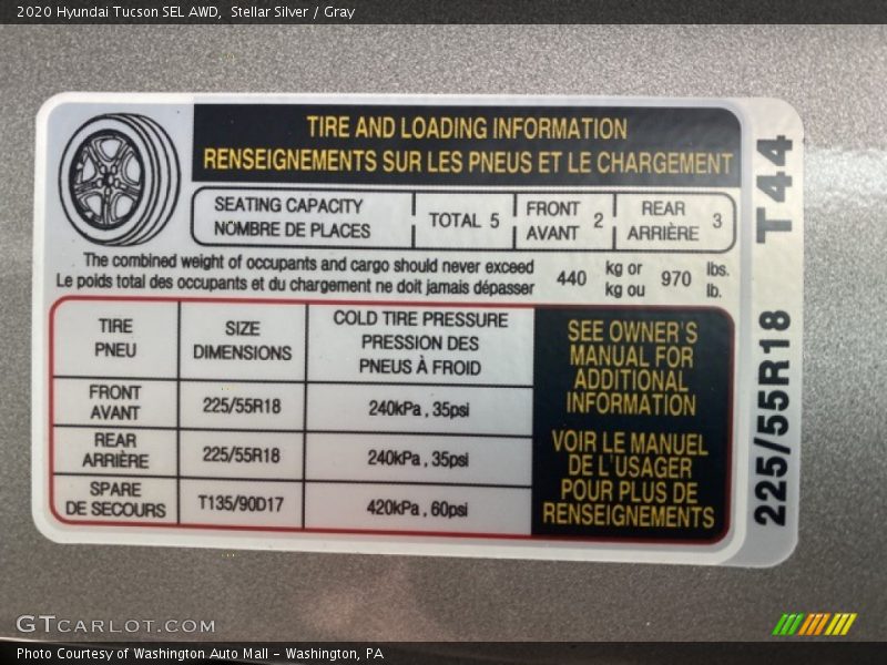 Stellar Silver / Gray 2020 Hyundai Tucson SEL AWD