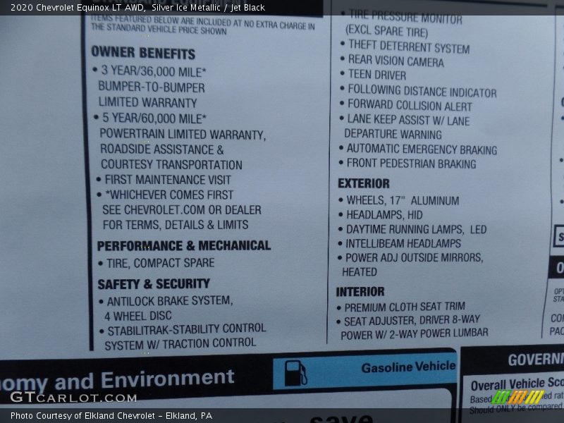 Silver Ice Metallic / Jet Black 2020 Chevrolet Equinox LT AWD