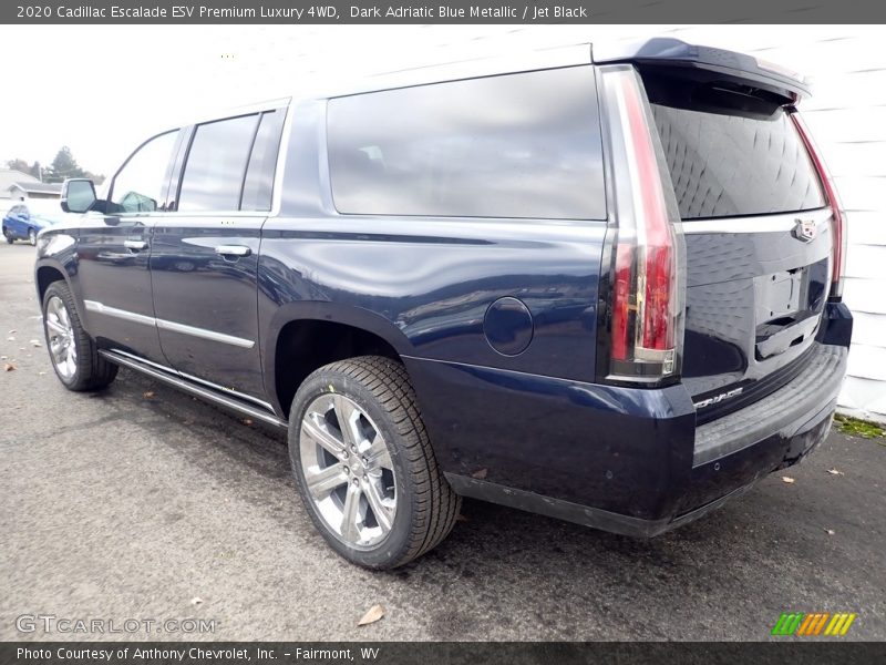 Dark Adriatic Blue Metallic / Jet Black 2020 Cadillac Escalade ESV Premium Luxury 4WD