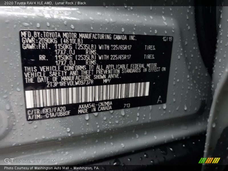 2020 RAV4 XLE AWD Lunar Rock Color Code 6X3